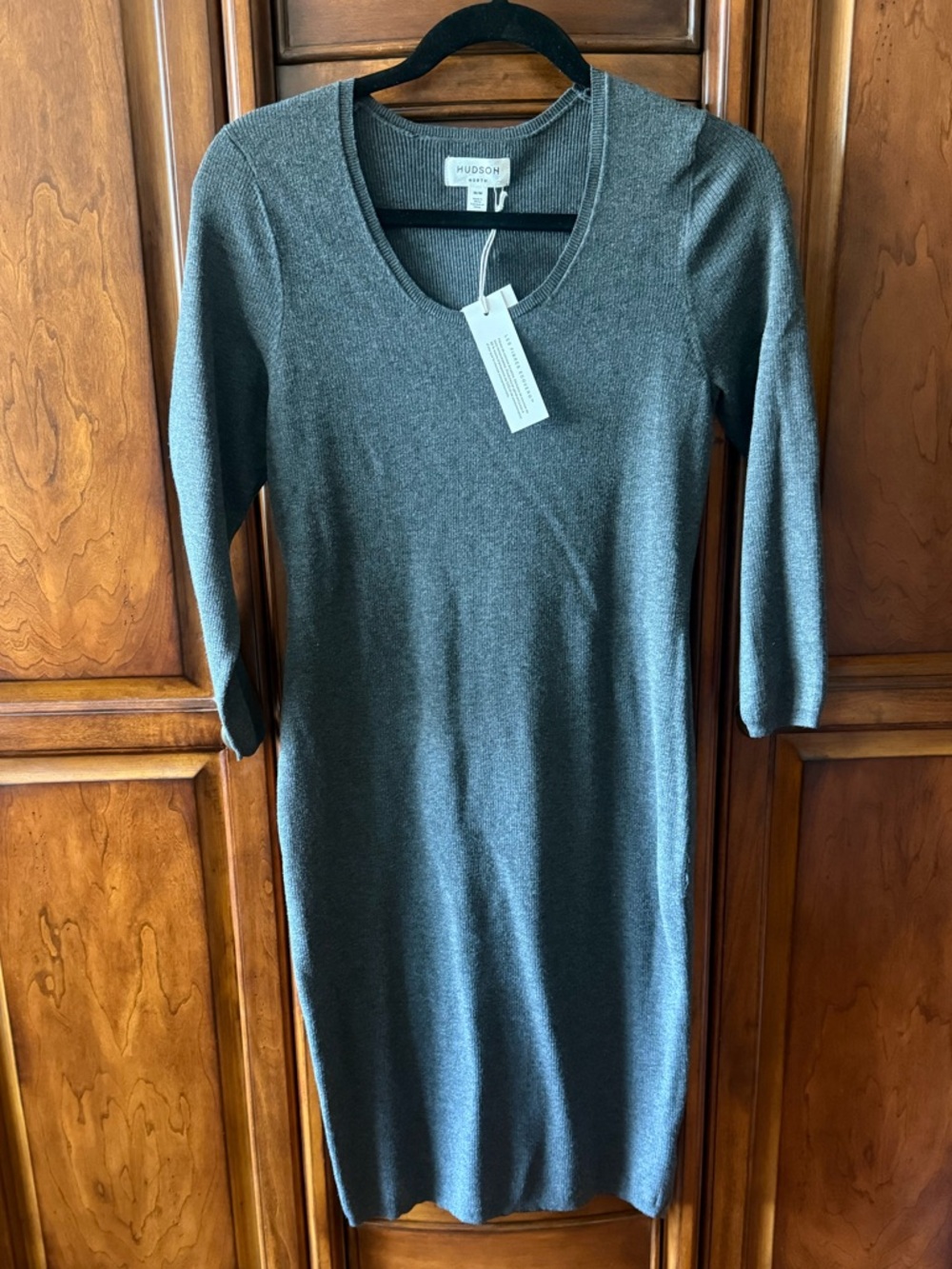 NWT Hudson North Charcoal Gray Midi Knit Dress